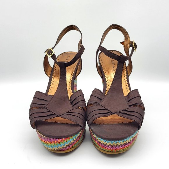 Rampage Bridgette Platform Wedge Multicolored Peep Toe Heels, Size 9.5, GUC - Picture 3 of 11